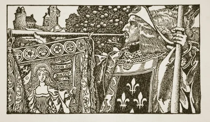 Illusztráció az „Artúr király és lovagjai története” című könyvből, 1903